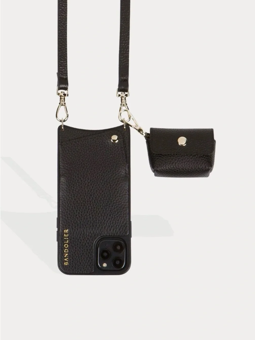 NWT Bandolier AirPods pouch clip on case black pebbled leather